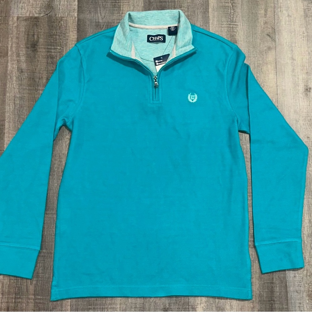 New Men’s Small Chaps Long Sleeve Ribbed Polo Shirt